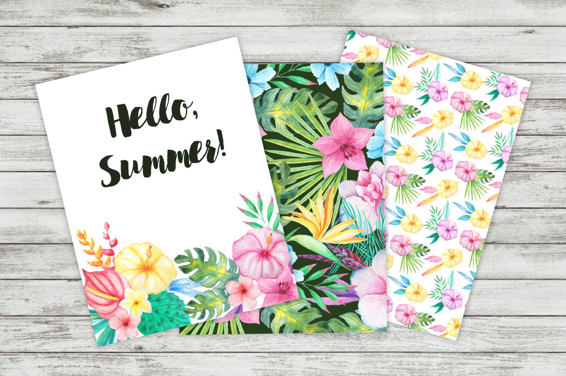 Watercolor Tropical Floral Pack