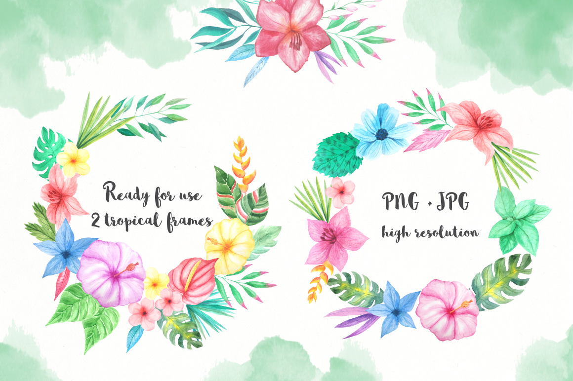 Tropical Bouquets Clipart Set Tropical Bouquets Clipart Set