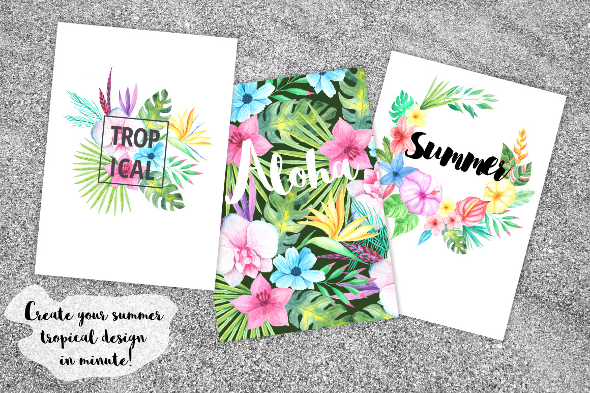 Tropical Bouquets Clipart Set Tropical Bouquets Clipart Set