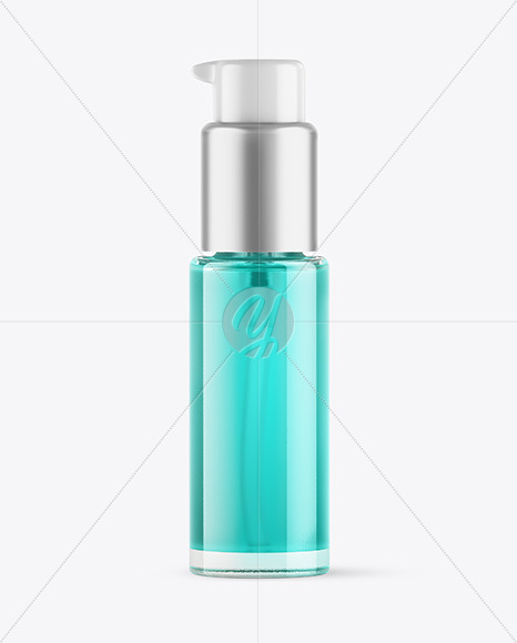 Glass Cosmetic Bottle with Pump Mockup Glass Cosmetic Bottle with Pump Mockup