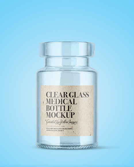 Empty Clear Glass Medical Bottle Mockup