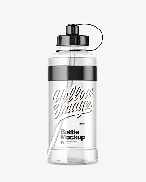 1000ml Clear Plastic Sport Bottle Mockup