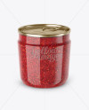 Plastic Jar With Raspberry Jam Mockup (High-Angle Shot)