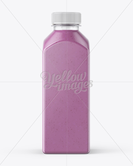 Square Blueberry Smoothie Bottle Mockup - Front View