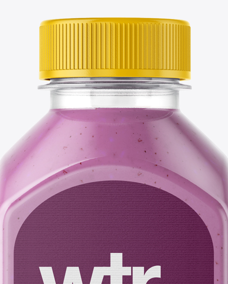 Square Blueberry Smoothie Bottle Mockup - Front View