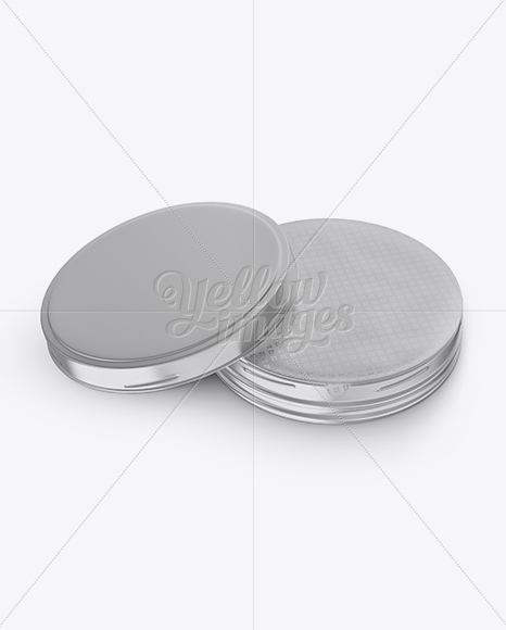 Open Metallic Cosmetic Jar Mockup (High-Angle Shot)