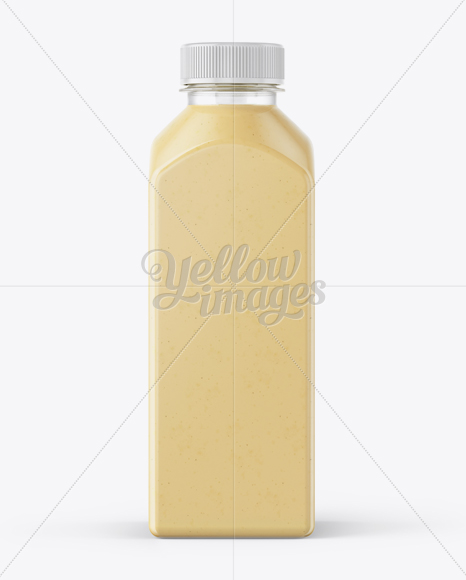 Square Banana Smoothie Bottle Mockup - Front View