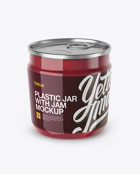 Plastic Jar With Cranberry Jam Mockup (High-Angle Shot)