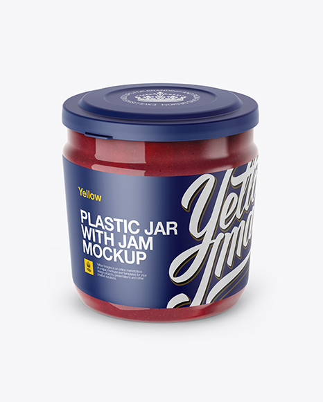 Plastic Jar With Cranberry Jam Mockup (High-Angle Shot)