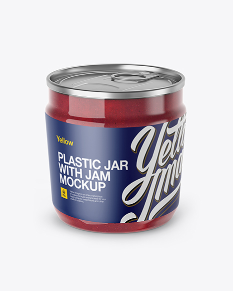 Plastic Jar With Cranberry Jam Mockup (High-Angle Shot)