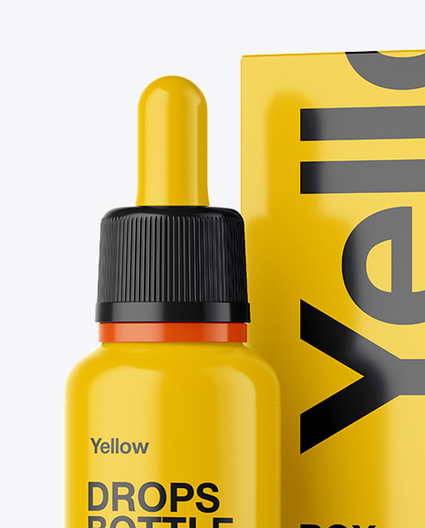 Nasal Drops Bottle &amp; Glossy Paper Box Mockup