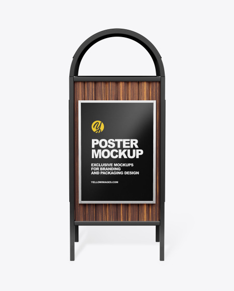 Marketing Rubbish Bin with Poster - Front View