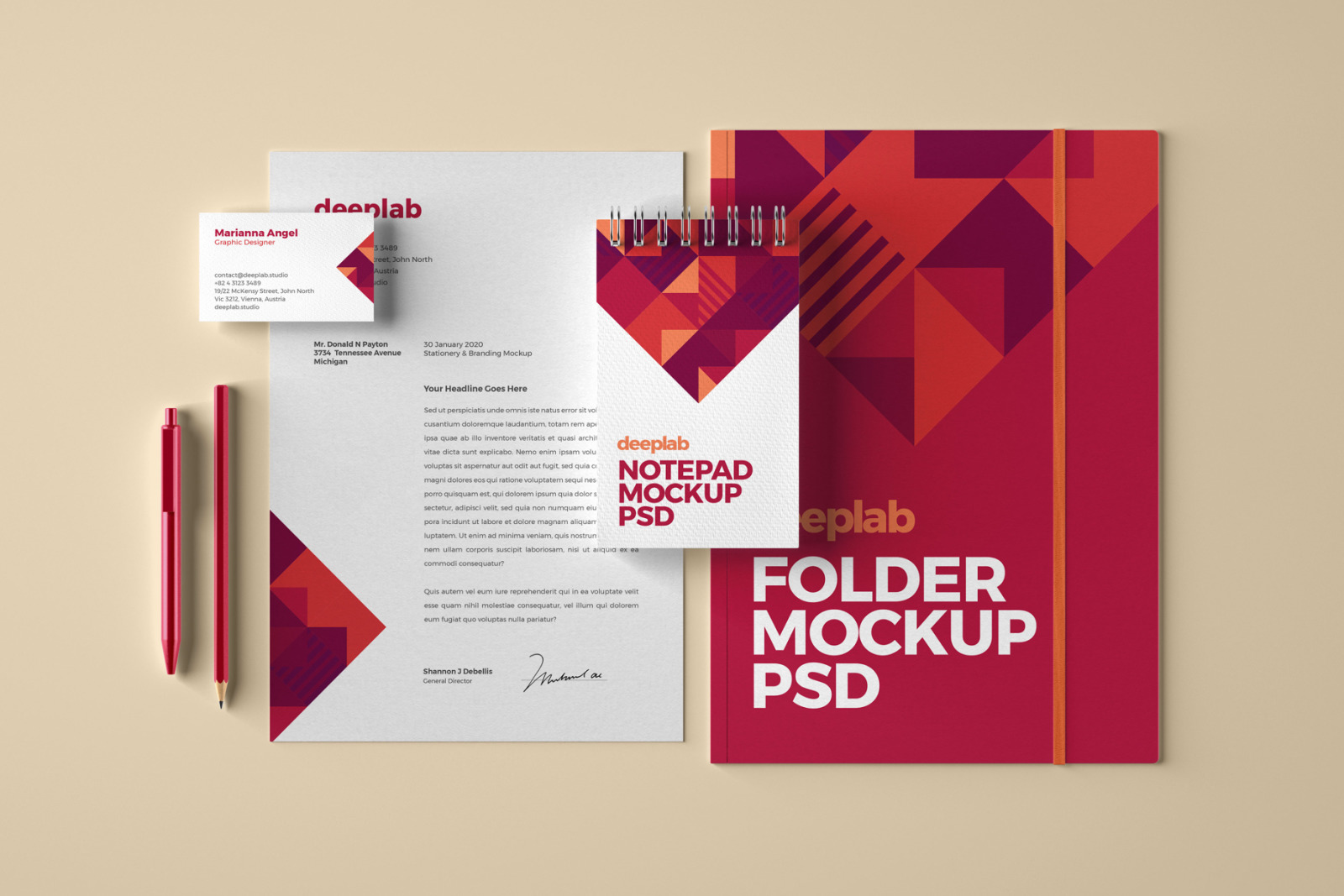 Elegant Stationery Branding PSD Mockup Elegant Stationery Branding PSD Mockup