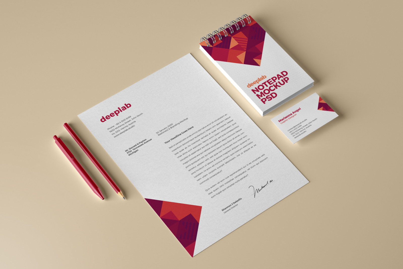 Elegant Stationery Branding PSD Mockup Elegant Stationery Branding PSD Mockup