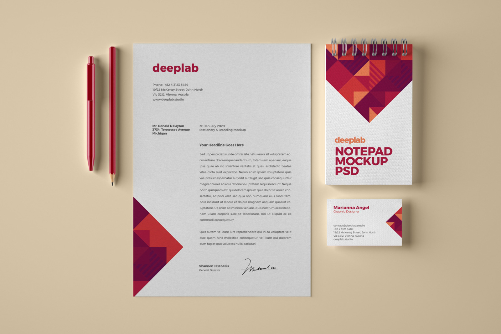 Elegant Stationery Branding PSD Mockup Elegant Stationery Branding PSD Mockup