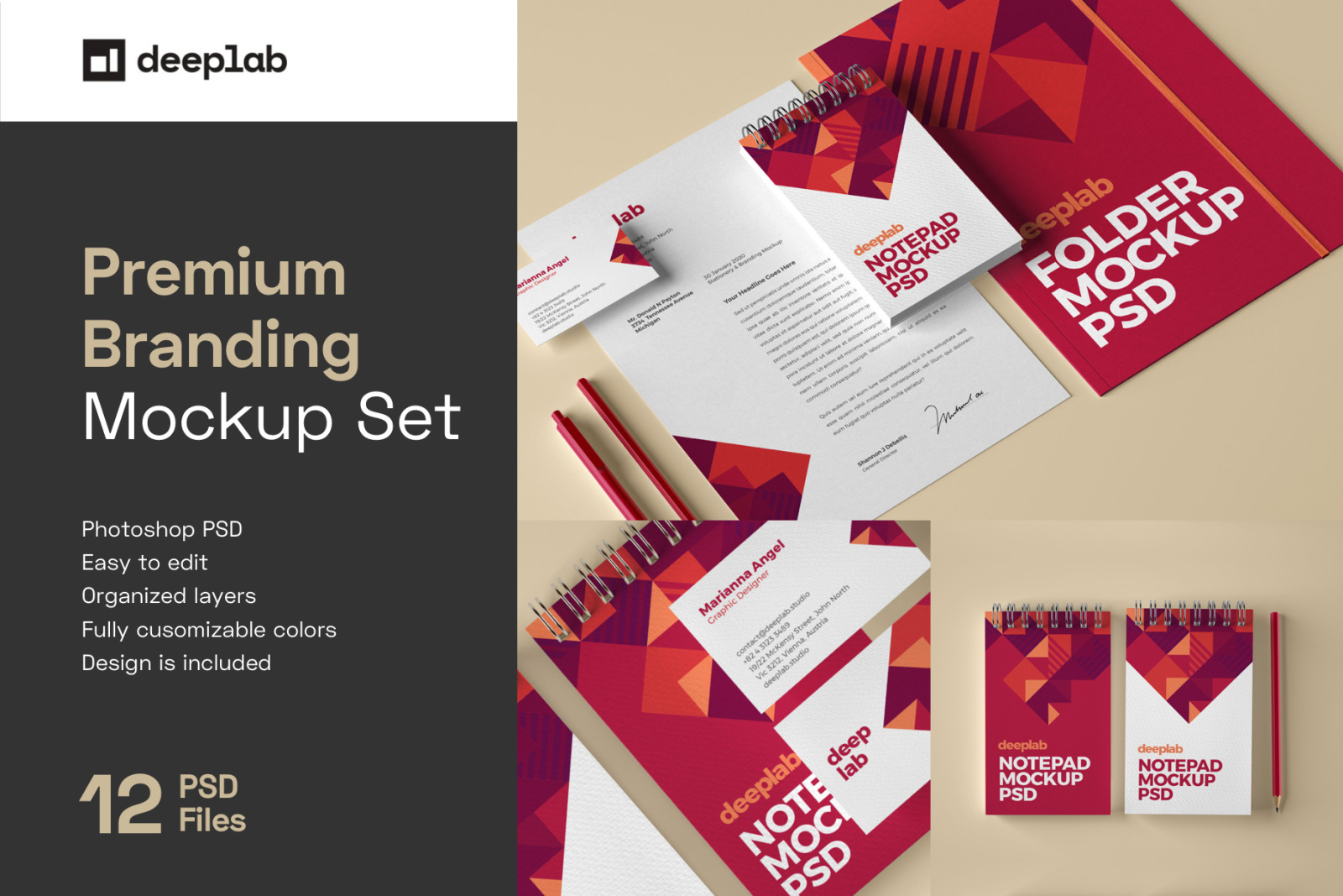 Elegant Stationery Branding PSD Mockup Elegant Stationery Branding PSD Mockup