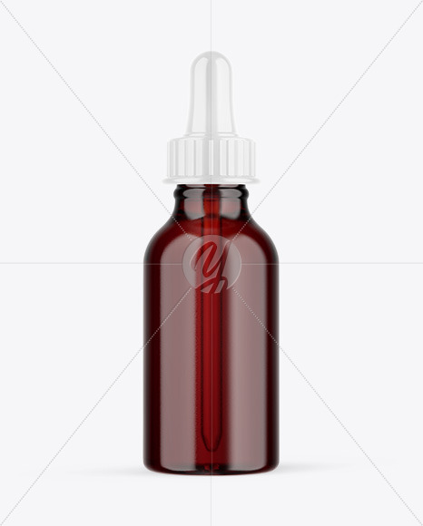 Dark Amber Glass Dropper Bottle Mockup