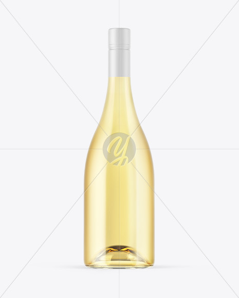 Clear Glass White Wine Bottle Mockup