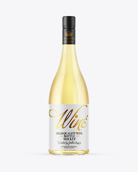 Clear Glass White Wine Bottle Mockup