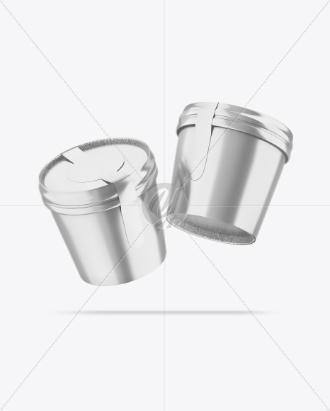 Two Metallic Ice Cream Cups Mockup