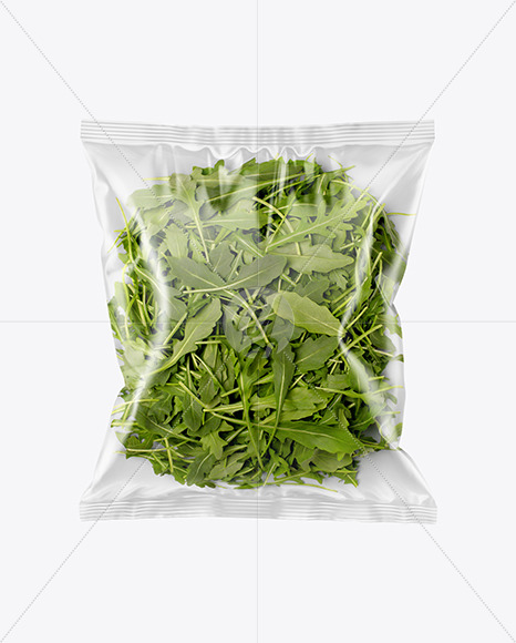 Plastic Bag With Rucola Salad Mockup - Free Download Images High