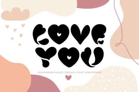 Love You Hand Drawn Valentine Font - Hand drawn hearts