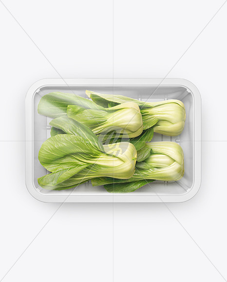 Plastic Tray With Bok Choy Mockup