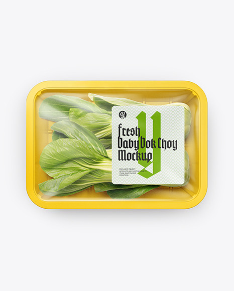 Plastic Tray With Bok Choy Mockup