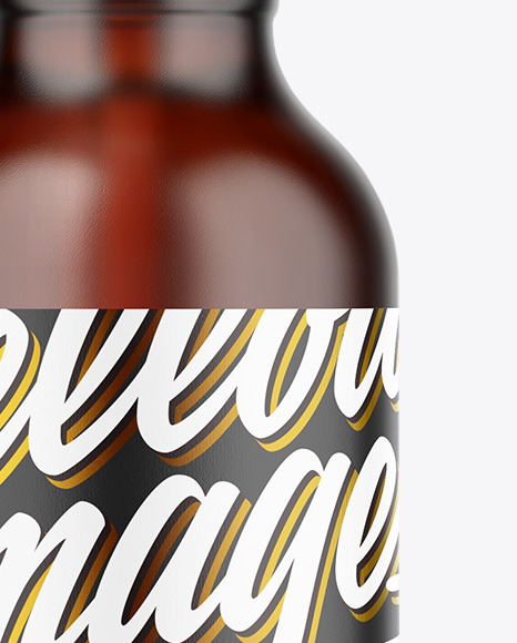 Frosted Amber Glass Dropper Bottle Mockup