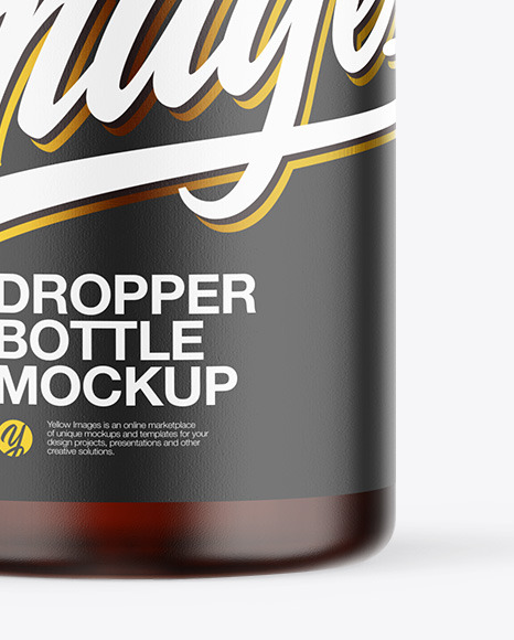 Frosted Amber Glass Dropper Bottle Mockup