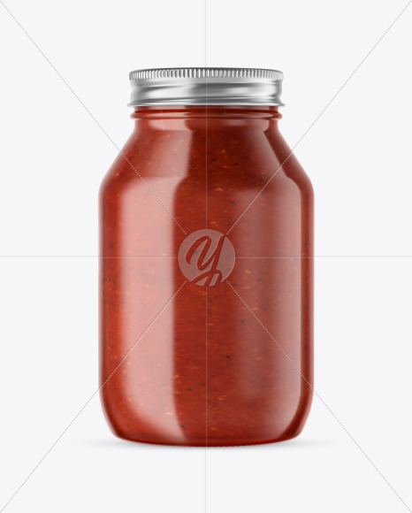 Clear Glass Tomato Sauce Jar Mockup