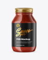 Clear Glass Tomato Sauce Jar Mockup
