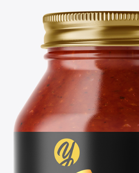 Clear Glass Tomato Sauce Jar Mockup