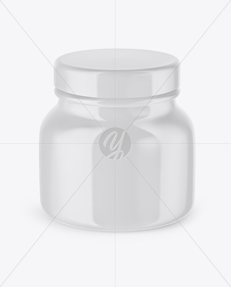 Glossy Cosmetic Jar Mockup – High-Angle Shot