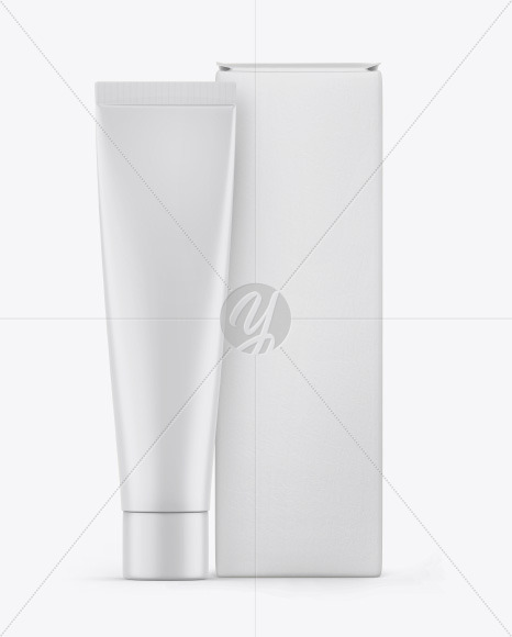 Matte Cosmetic Tube w/ Box Mockup