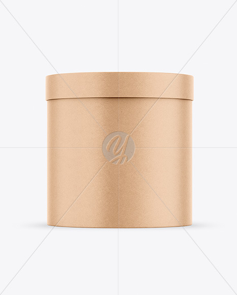 Round Gift Kraft Box Mockup