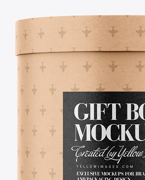 Round Gift Kraft Box Mockup