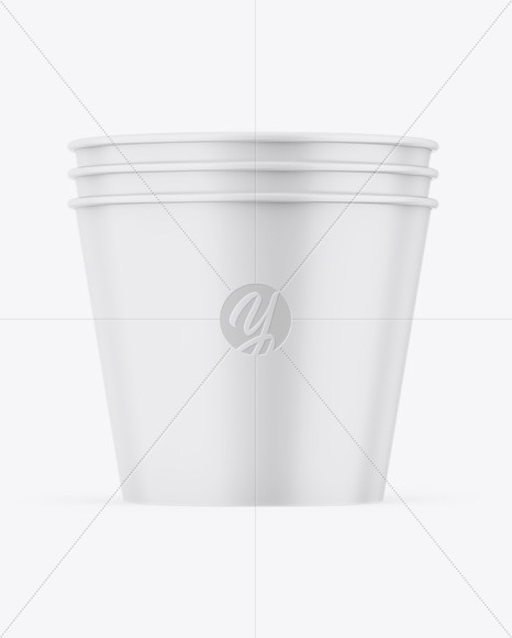 Three Matte Buckets Mockup