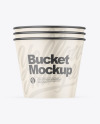 Three Matte Buckets Mockup