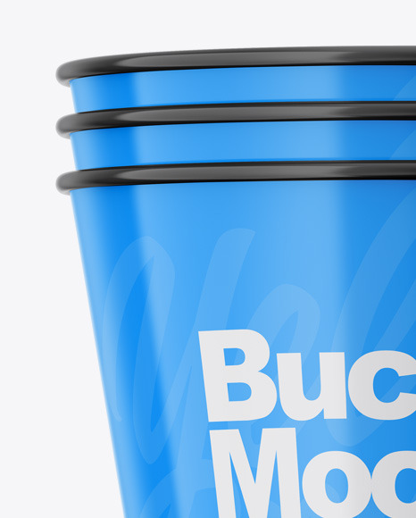 Three Glossy Buckets Mockup