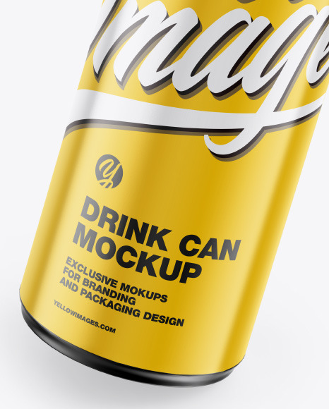 Metallic Drink Can w/ Glossy Finish Mockup