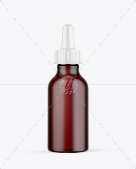 Frosted Dark Amber Glass Dropper Bottle Mockup