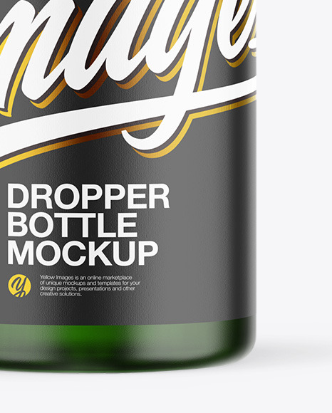 Frosted Green Glass Dropper Bottle Mockup