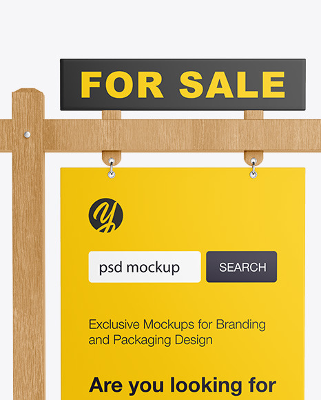 Wooden Real Estate Sign Mockup - Front View