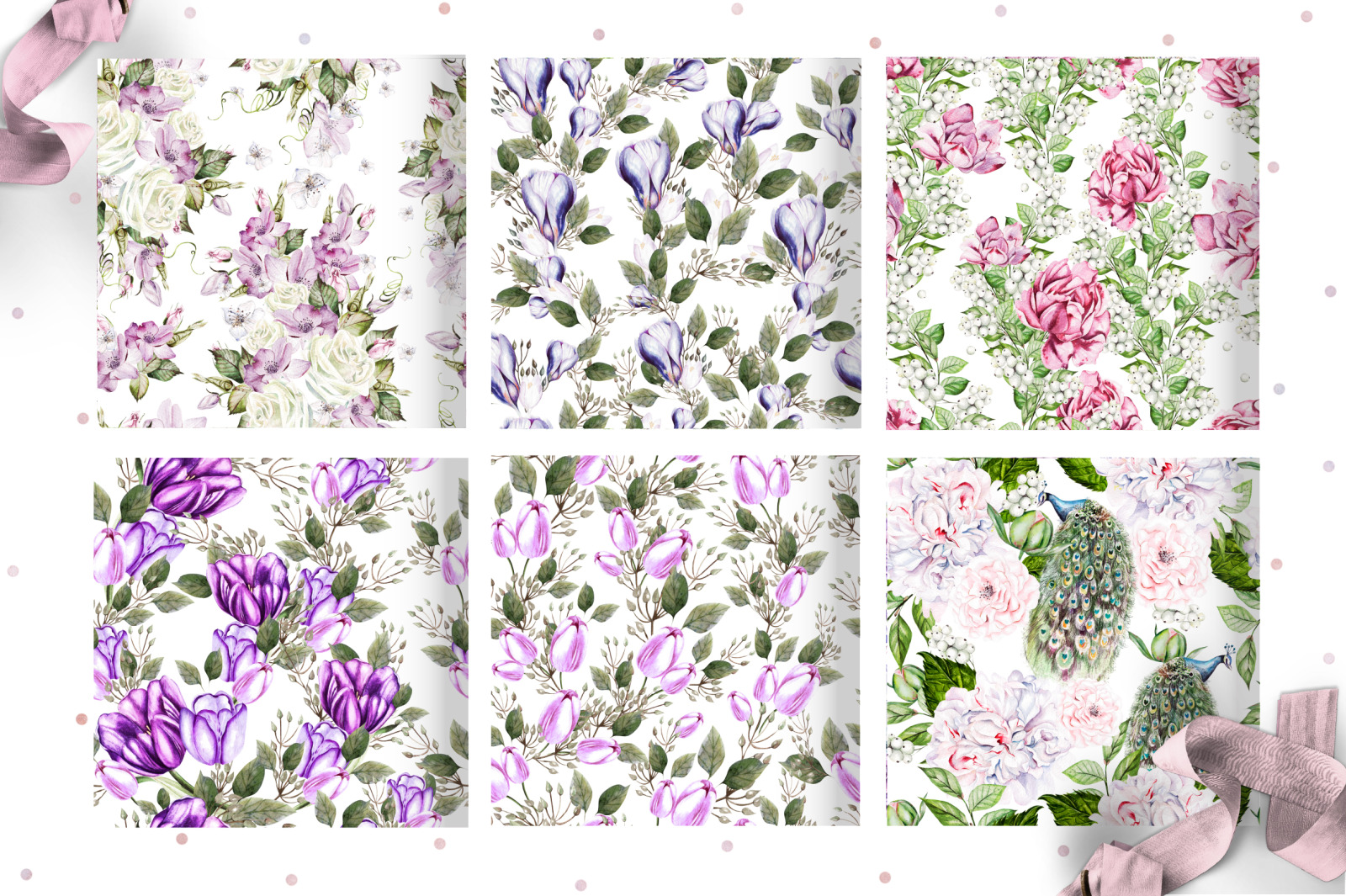 10 Hand Drawn Watercolor Patterns