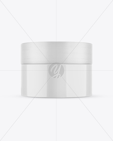 Glossy Cosmetic Jar with Wooden Cap Mockup