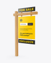 Wooden Real Estate Sign Mockup - Half Side View