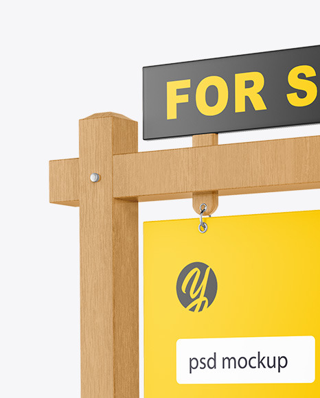 Wooden Real Estate Sign Mockup - Half Side View