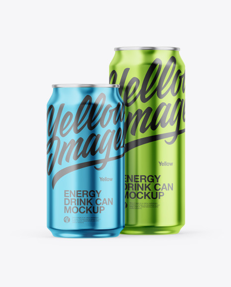 Two Glossy Metallic Cans Mockup