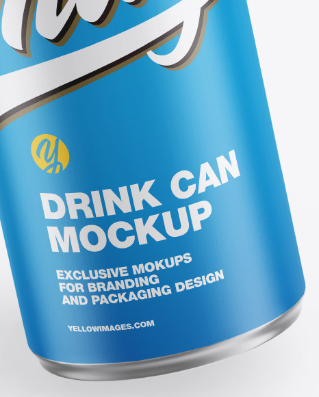 Metallic Drink Can w/ Matte Finish Mockup